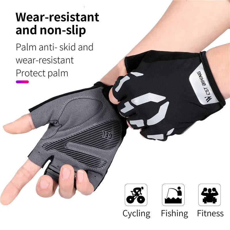 
                  
                    WEST BIKING Summer MTB Cycling Half Finger Glove For Man Crossfit Workout Track Mitts Non-Slip Silicone Reflective Strip Gloves
                  
                