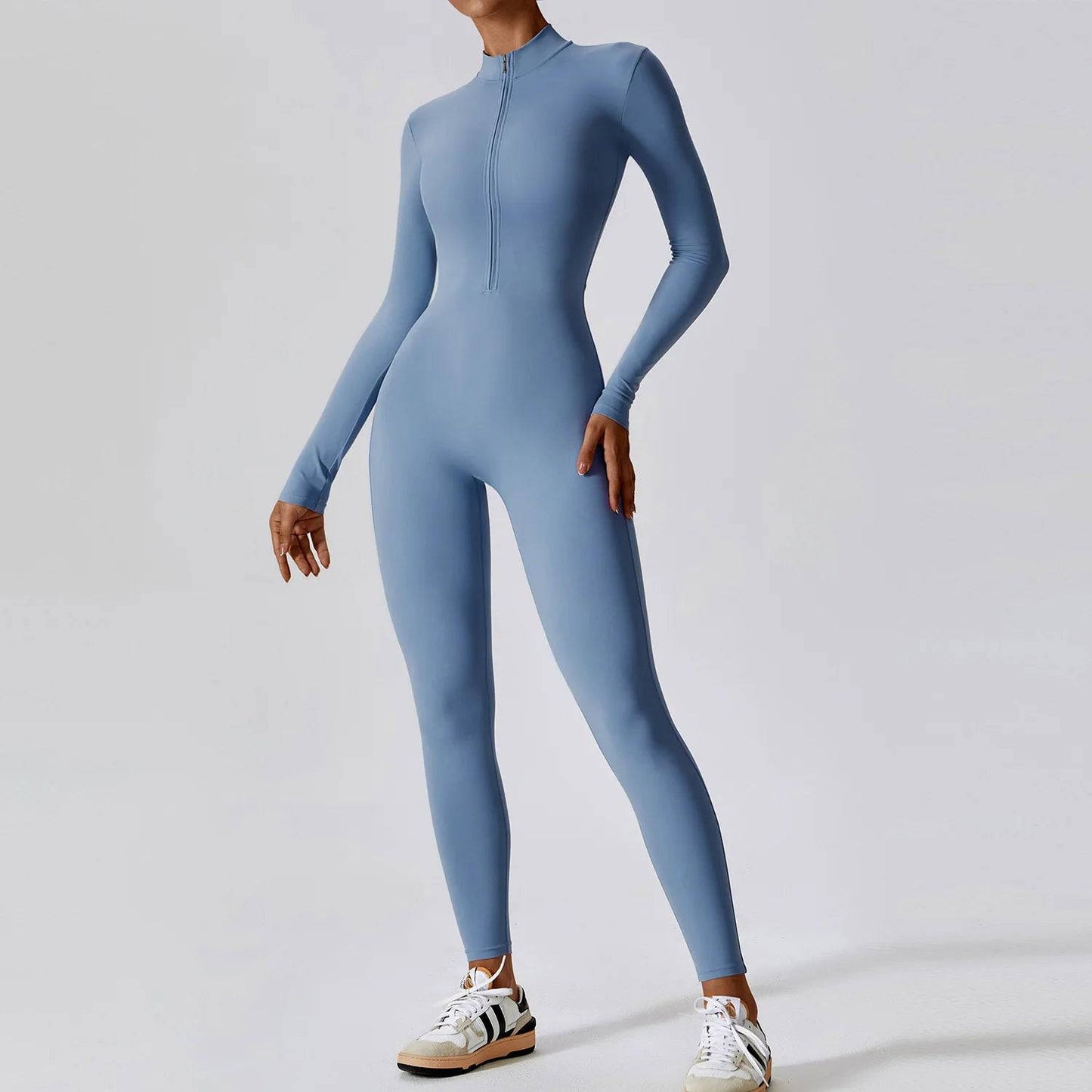 
                  
                    Zipper Yoga Boilersuit Long Sleeved Women's Sportswear Gym Jumpsuits Workout High-intensity Fitness One-piece Skin-tight Garment
                  
                