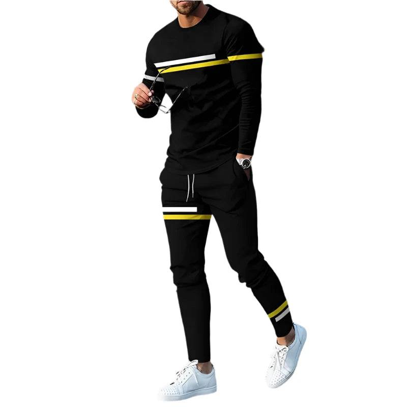 Trendy Designer Clothes 3D Print Oversize Suit Men Casual Long Sleeve Trousers Sport Tracksuit Graphic T Shirts Streetwear Sets