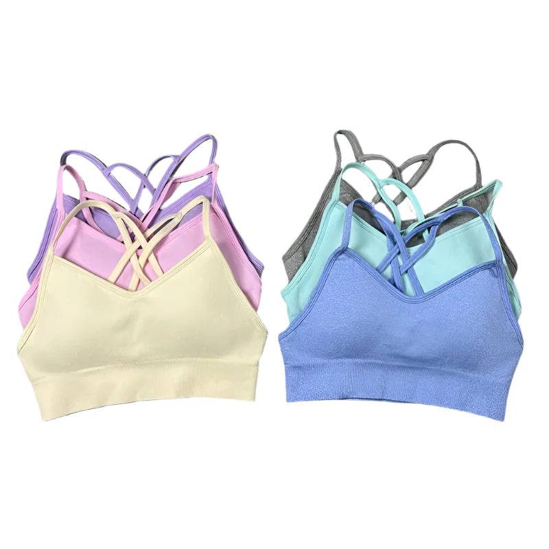 Women's Sports Bra Multi Strap Back Crop Top Running Gym Active Wear Workout Padded Yoga Underwear Sexy Bras