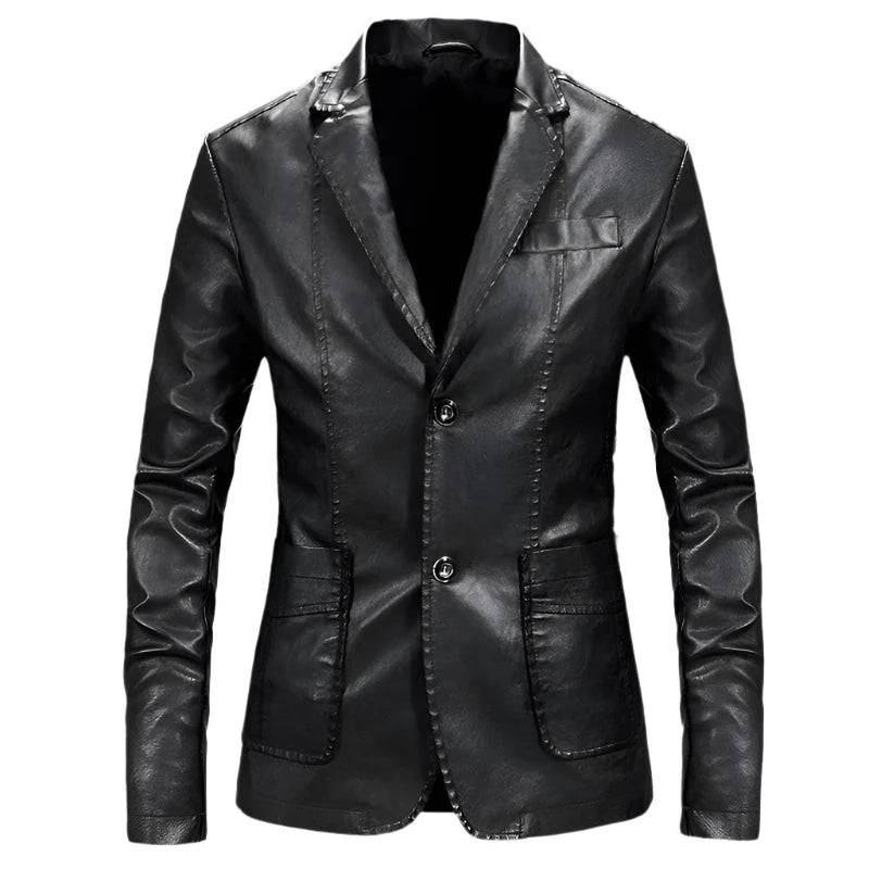 Leather Jacket – Stylish Turn-Down Collar Biker Windbreaker