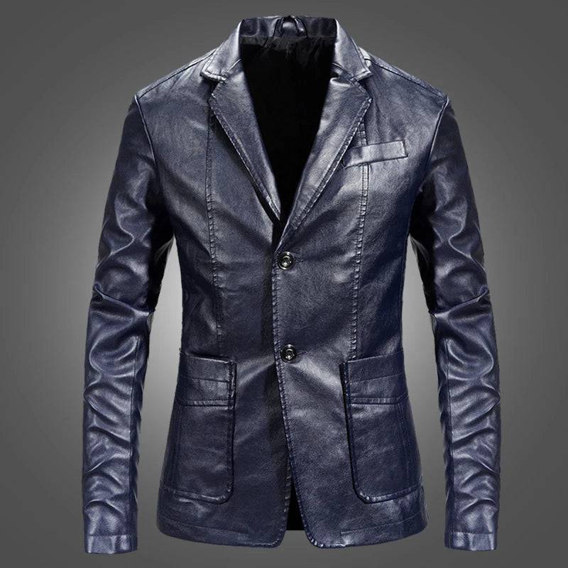 
                  
                    Leather Jacket – Stylish Turn-Down Collar Biker Windbreaker"
                  
                