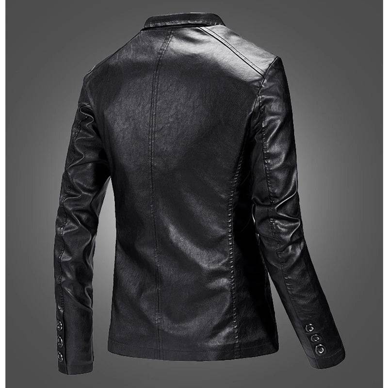 
                  
                    Leather Jacket – Stylish Turn-Down Collar Biker Windbreaker"
                  
                