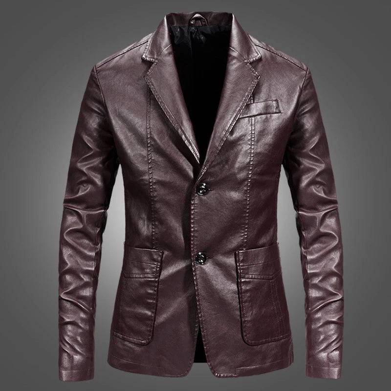 
                  
                    Leather Jacket – Stylish Turn-Down Collar Biker Windbreaker"
                  
                