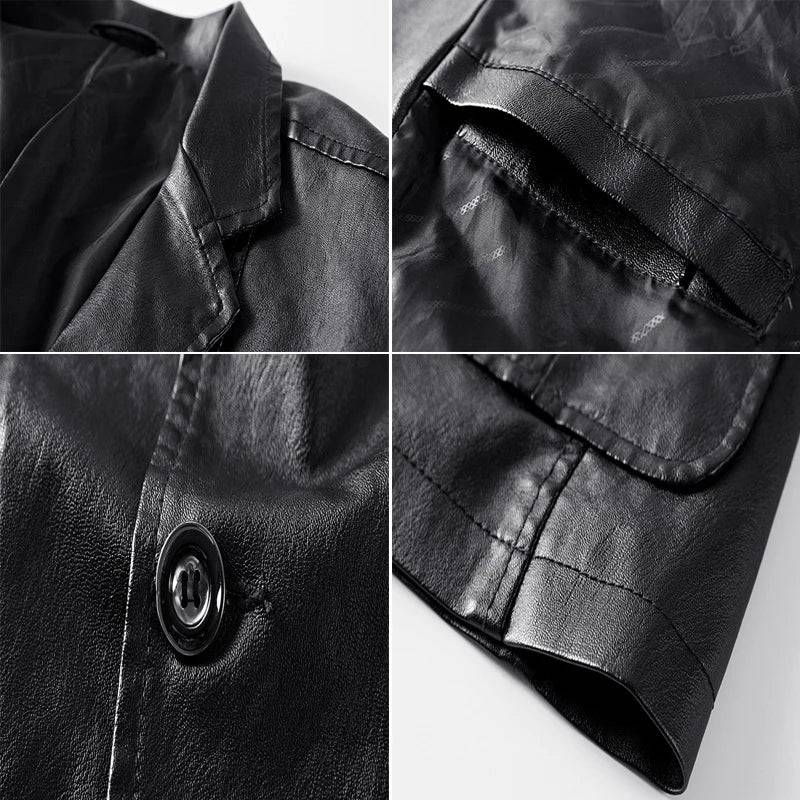 
                  
                    Leather Jacket – Stylish Turn-Down Collar Biker Windbreaker"
                  
                