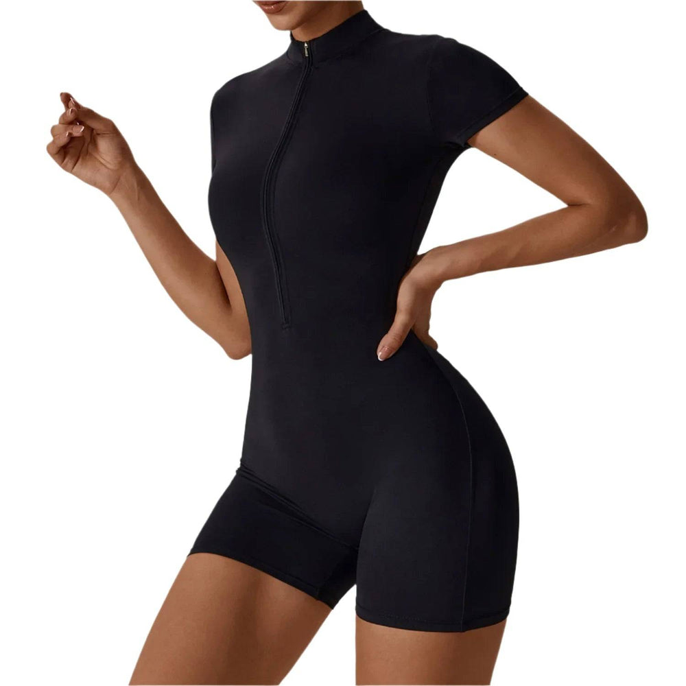 Women's Sportswear Jumpsuits Yoga Set  One-Piece Suit Zipper Short Sleeve Gym Push Up Workout Clothes Fitness Short Bodysuit