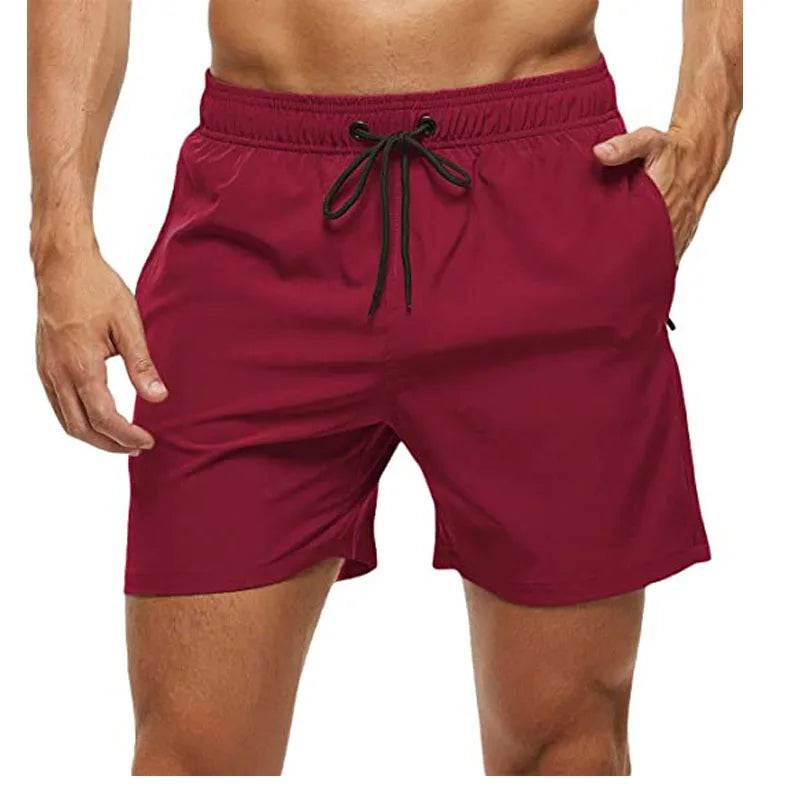 
                  
                    Elastic Closure Men's Swim Trunks Quick Dry Beach Shorts with Zipper Pockets and Mesh Lining
                  
                