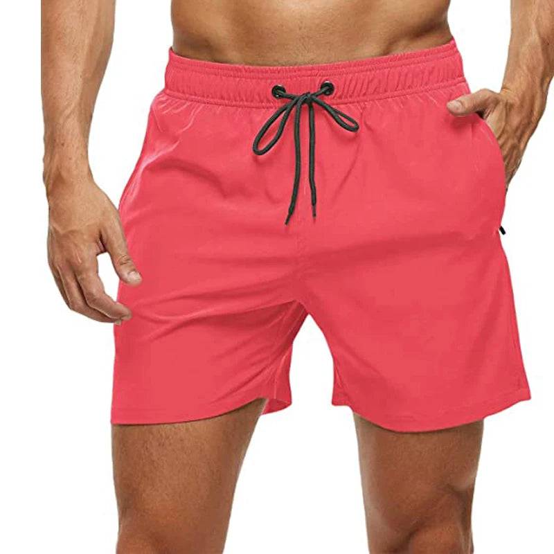 
                  
                    Elastic Closure Men's Swim Trunks Quick Dry Beach Shorts with Zipper Pockets and Mesh Lining
                  
                