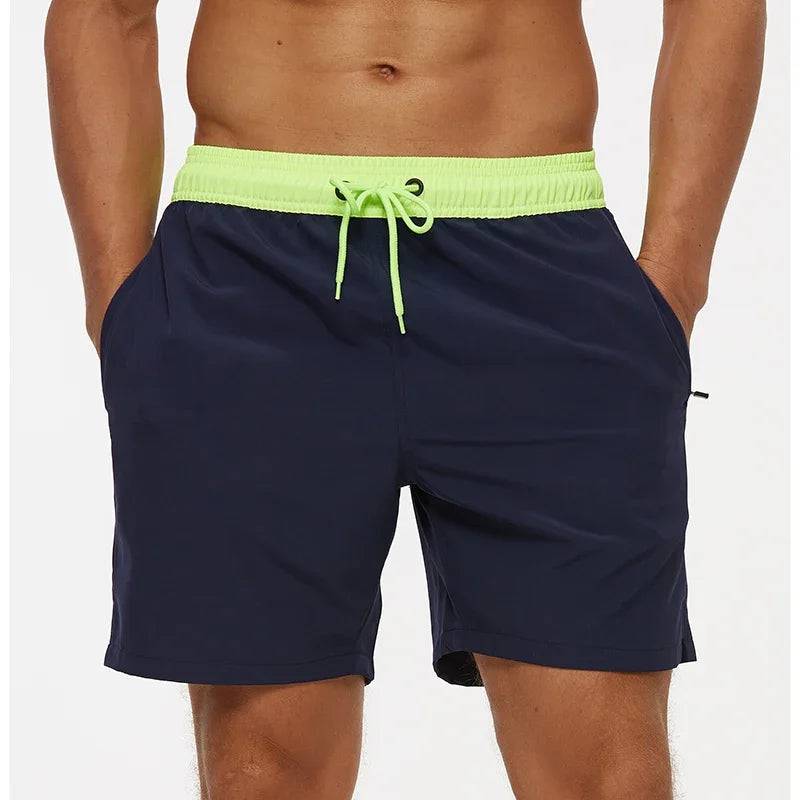 
                  
                    Elastic Closure Men's Swim Trunks Quick Dry Beach Shorts with Zipper Pockets and Mesh Lining
                  
                