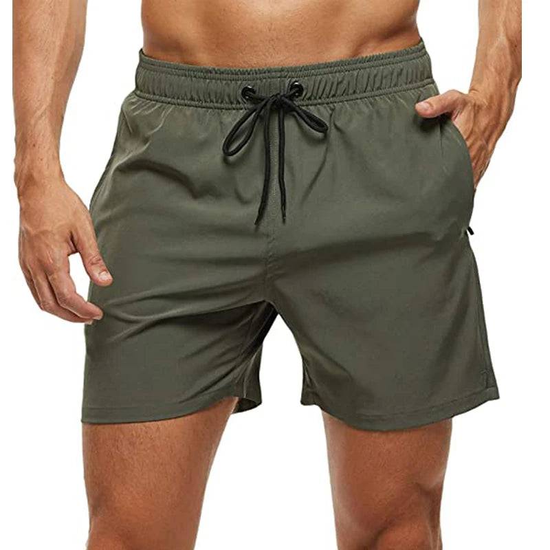 
                  
                    Elastic Closure Men's Swim Trunks Quick Dry Beach Shorts with Zipper Pockets and Mesh Lining
                  
                