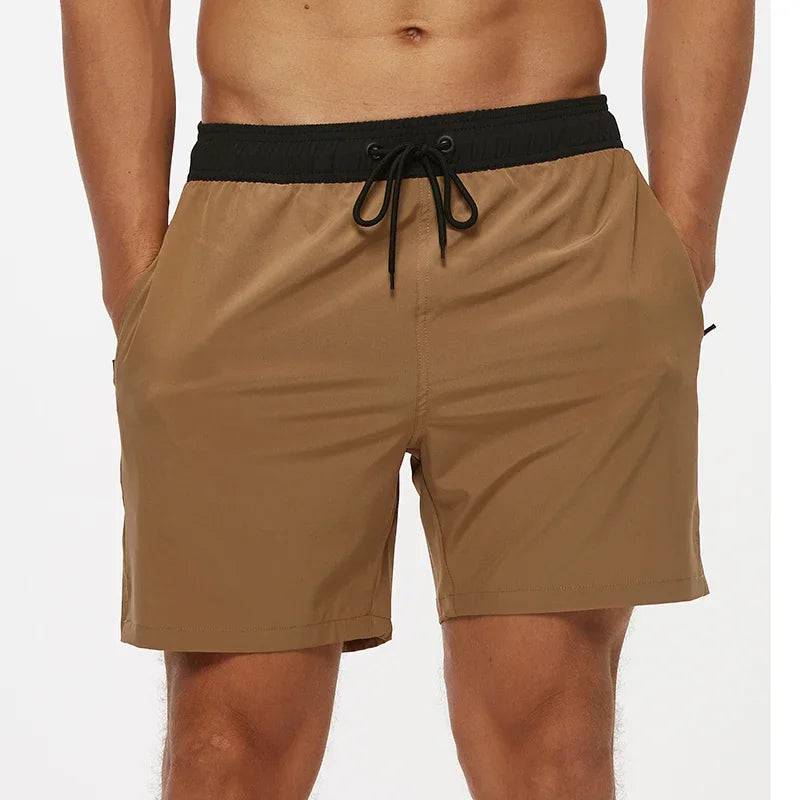 
                  
                    Elastic Closure Men's Swim Trunks Quick Dry Beach Shorts with Zipper Pockets and Mesh Lining
                  
                