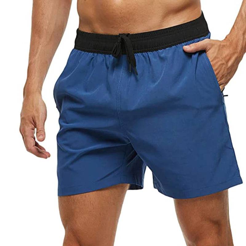 
                  
                    Elastic Closure Men's Swim Trunks Quick Dry Beach Shorts with Zipper Pockets and Mesh Lining
                  
                