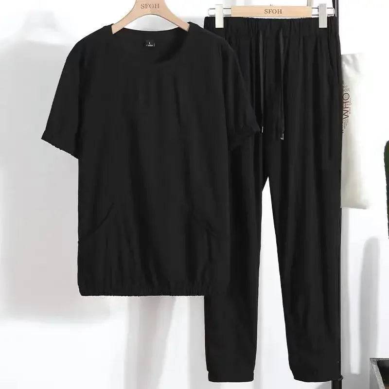 
                  
                    Men's Top Pants Sets Fashion Sports Suits Kpop Sweatpants Xl Clothing Cool No Logo Man T Shirt Polyester Slim Fit Chic Tracksuit
                  
                