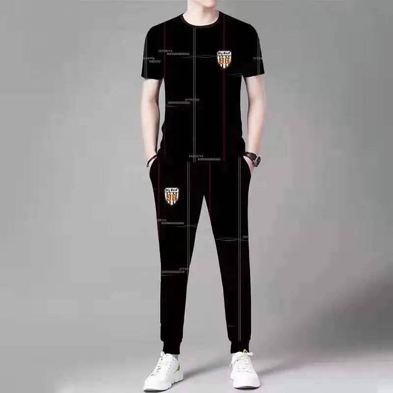 
                  
                    2023 Summer Men's Trousers Tracksuit 2 Piece Set Fashion Sportswear Short Sleeve T Shirt+Long Pants Male Clothing
                  
                