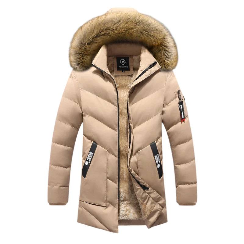 DIMUSI Winter Men's Padded Coats Fashion Male Mid-Long Thick Warm Parka Overcoats Casual Men Down Thermal Hooded Jacket Clothing