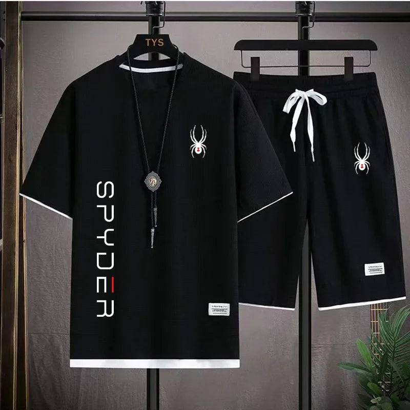 
                  
                    Korean Men's Tracksuit Short Sleeve T-shirts And Sports Summer Casual Outfits Joggers Sets Two Piece Suit Spider
                  
                