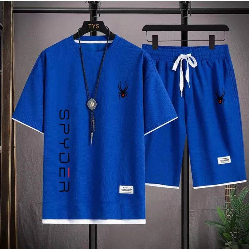 
                  
                    Korean Men's Tracksuit Short Sleeve T-shirts And Sports Summer Casual Outfits Joggers Sets Two Piece Suit Spider
                  
                