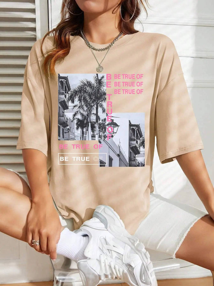 
                  
                    Graphic & Letter Print Crew Neck T-Shirt Women Summer O-Neck T Shirts Cotton Plus Size Short Sleeve Sport Casual Shirt
                  
                