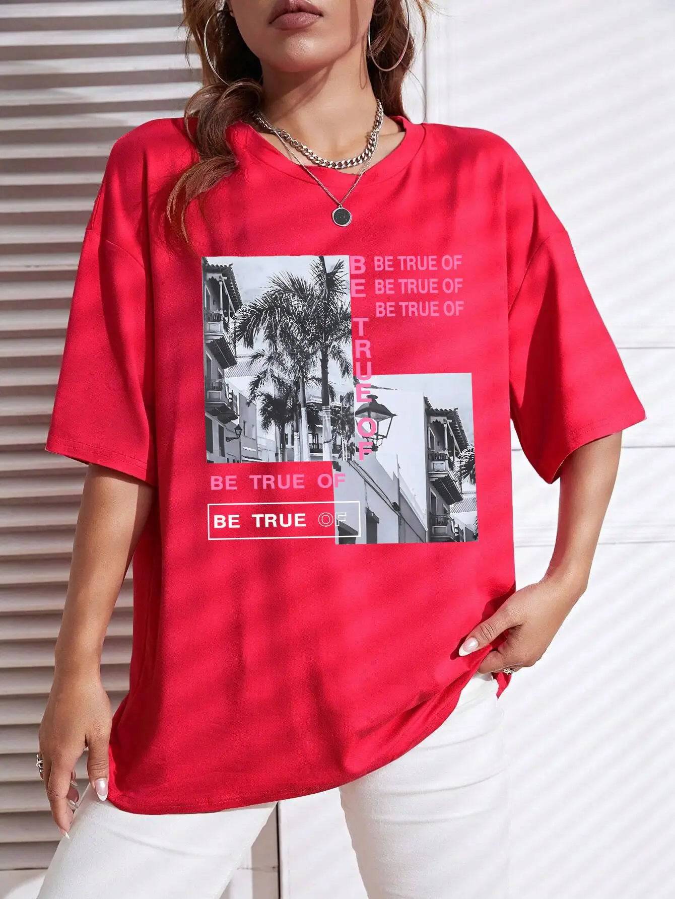 
                  
                    Graphic & Letter Print Crew Neck T-Shirt Women Summer O-Neck T Shirts Cotton Plus Size Short Sleeve Sport Casual Shirt
                  
                