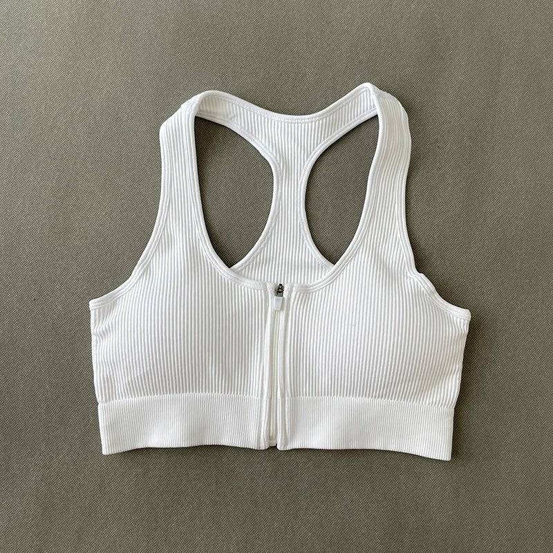 
                  
                    Women's Sports Top Front Zipper Push Up Bra Knitted Fitness Crop Top Sexy Yoga Running Vest Padded Workout Bras Sportswear
                  
                