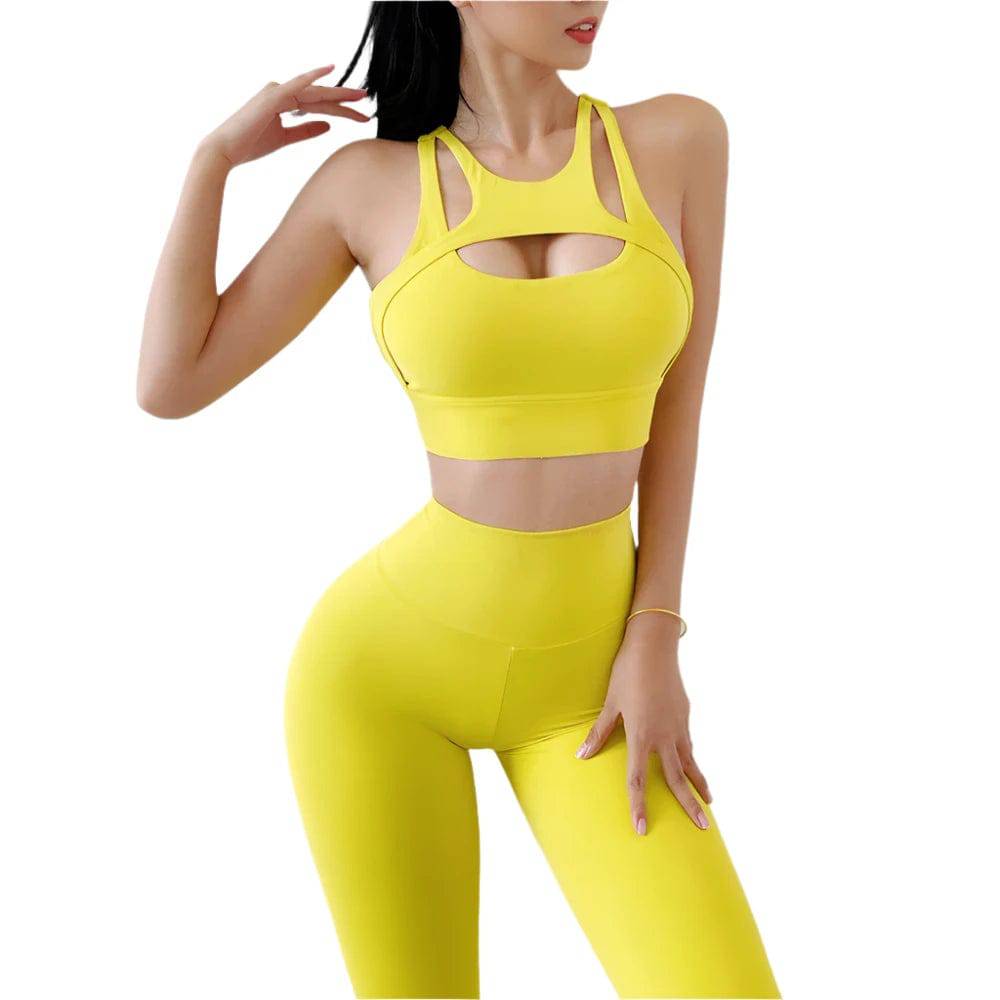 Sexy Yoga Set Sportswear Women's Tracksuit Two Piece Sports Bra With Pocket Leggings Workout Set Activewear Fitness Gym Outfit