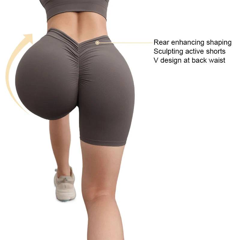 
                  
                    Seamless Women Yoga Shorts Deep V Back Waist Gym Shorts Workout Running Short For Women
                  
                