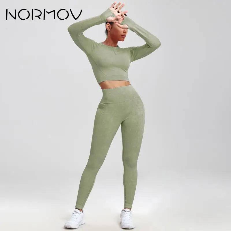 
                  
                    NORMOV 2Pcs Gym Women Sets Seamless Yoga Set High Waist Gym Sportwear Push Up Sport Workout Sets Fitness Long Sleeve Gym Suit
                  
                