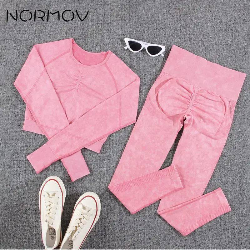 
                  
                    NORMOV 2Pcs Gym Women Sets Seamless Yoga Set High Waist Gym Sportwear Push Up Sport Workout Sets Fitness Long Sleeve Gym Suit
                  
                