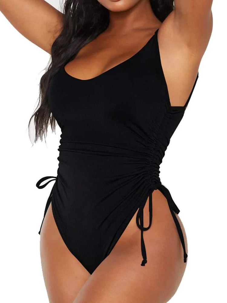 
                  
                    2023 Drawstring Swimwear Women One Piece Swimsuit Solid Plus Bathers Bathing Swim Suit Padded Beachwear Swimming Bodysuit XXL
                  
                