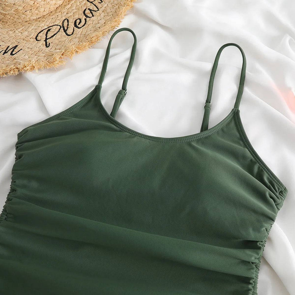 
                  
                    2023 Drawstring Swimwear Women One Piece Swimsuit Solid Plus Bathers Bathing Swim Suit Padded Beachwear Swimming Bodysuit XXL
                  
                