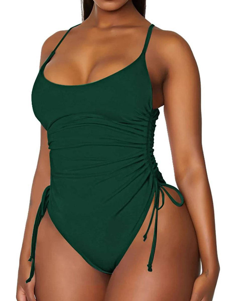 
                  
                    2023 Drawstring Swimwear Women One Piece Swimsuit Solid Plus Bathers Bathing Swim Suit Padded Beachwear Swimming Bodysuit XXL
                  
                