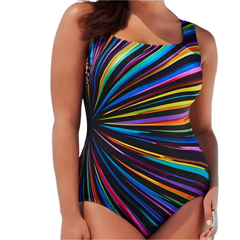 Sexy 5XL Print One Piece Large Swimsuits Closed Plus Size Swimwear Female Bathing Suit For Pool Beach Women's Swimming BodySuits