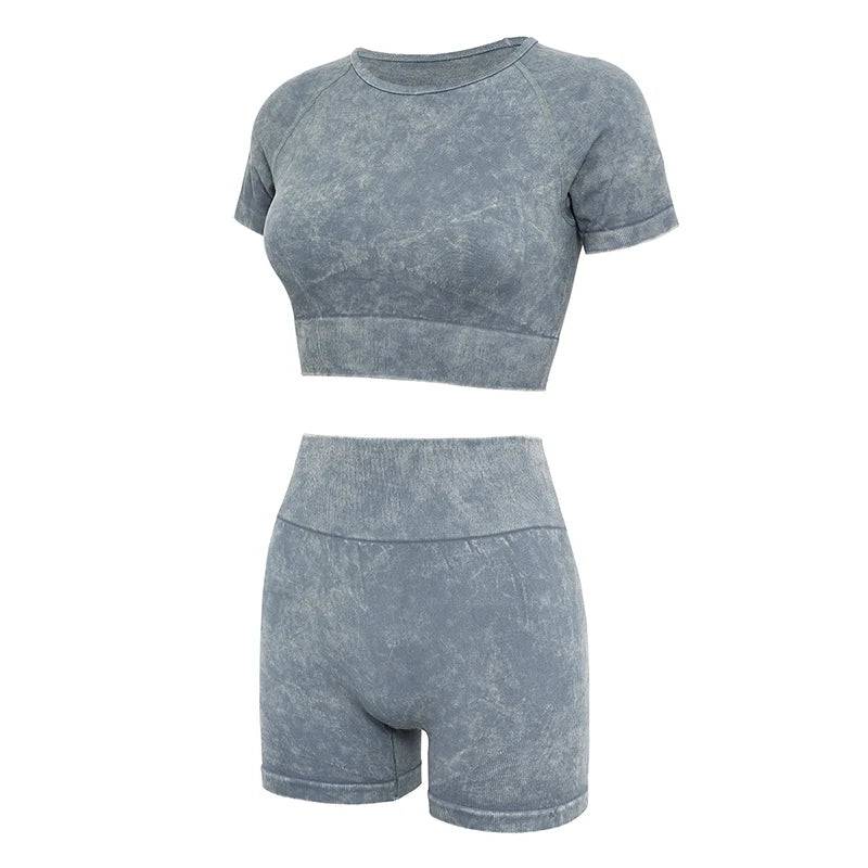 
                  
                    Seamless Yoga Set Women Tracksuit Acid Wash Crop Top T-shirt High Waist Shorts Gym Clothes Sport Suit Workout Outfit Sets 2 Pcs
                  
                