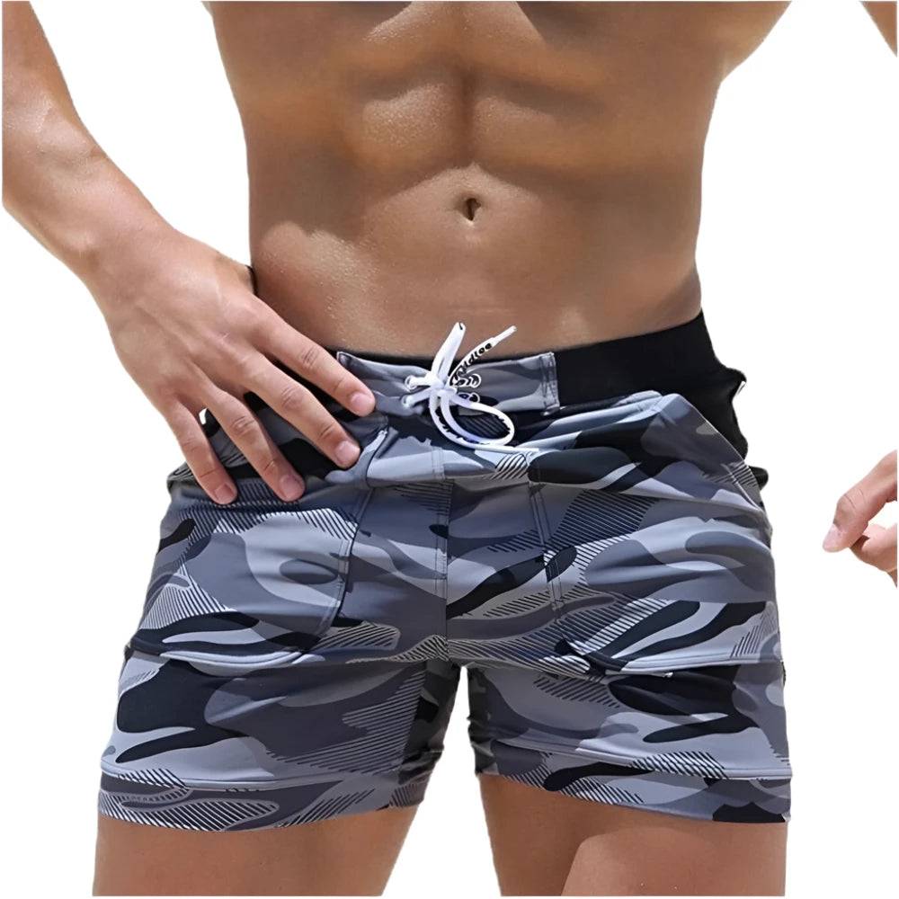 Men's Swimming Trunks Summer Swimming Fitness Shorts Men's Fashion Sports Beachwear Quick-Drying Stretch Beach Pants