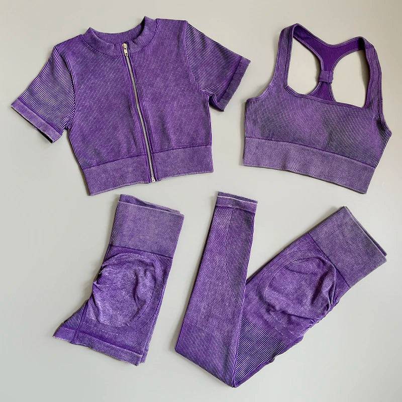 
                  
                    Women Yoga Set Seamless Zipper Sport Gym Set Bra Shirts High Waist Shorts Leggings For Women Suit For Fitness Clothes 2/4Pcs
                  
                