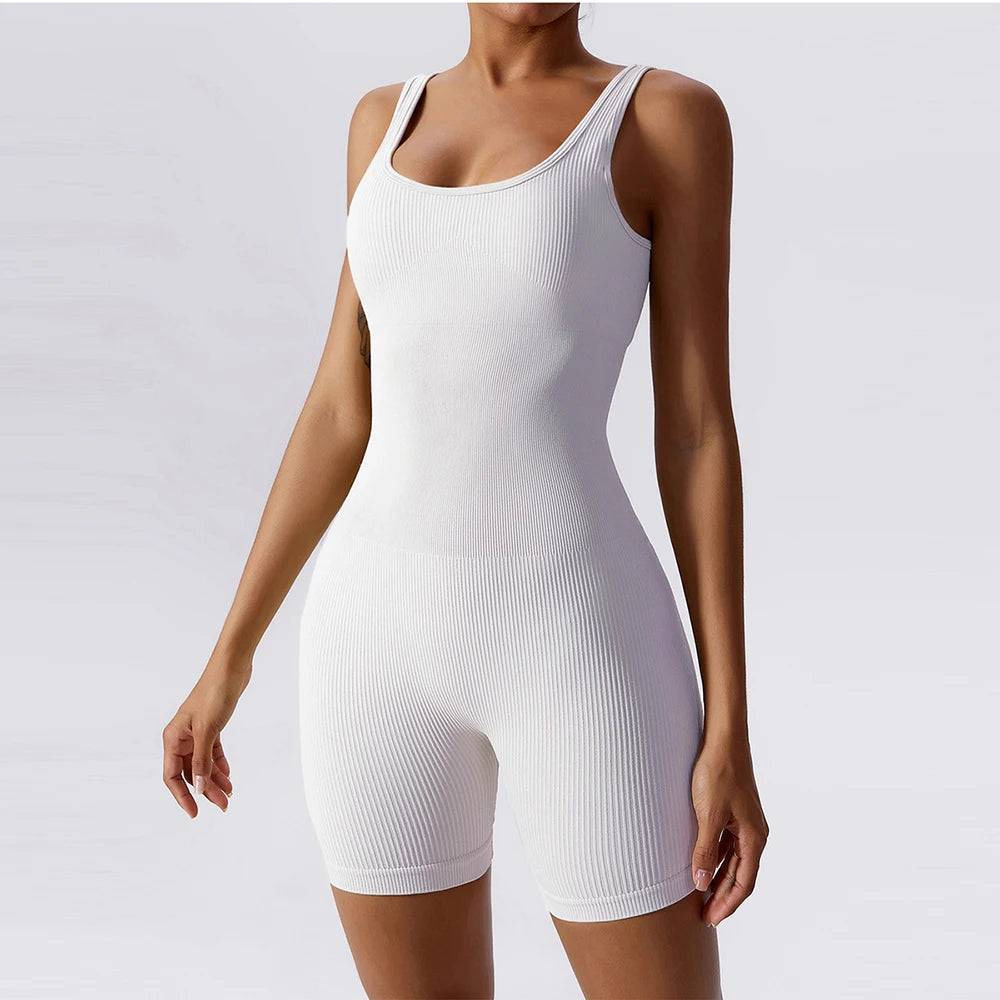 
                  
                    Seamless Women Yoga Suits Workout Ribbed Square Neck Sleeveless One-piece Yoga sets Fitness With Shorts Bodysuit Sportswear
                  
                