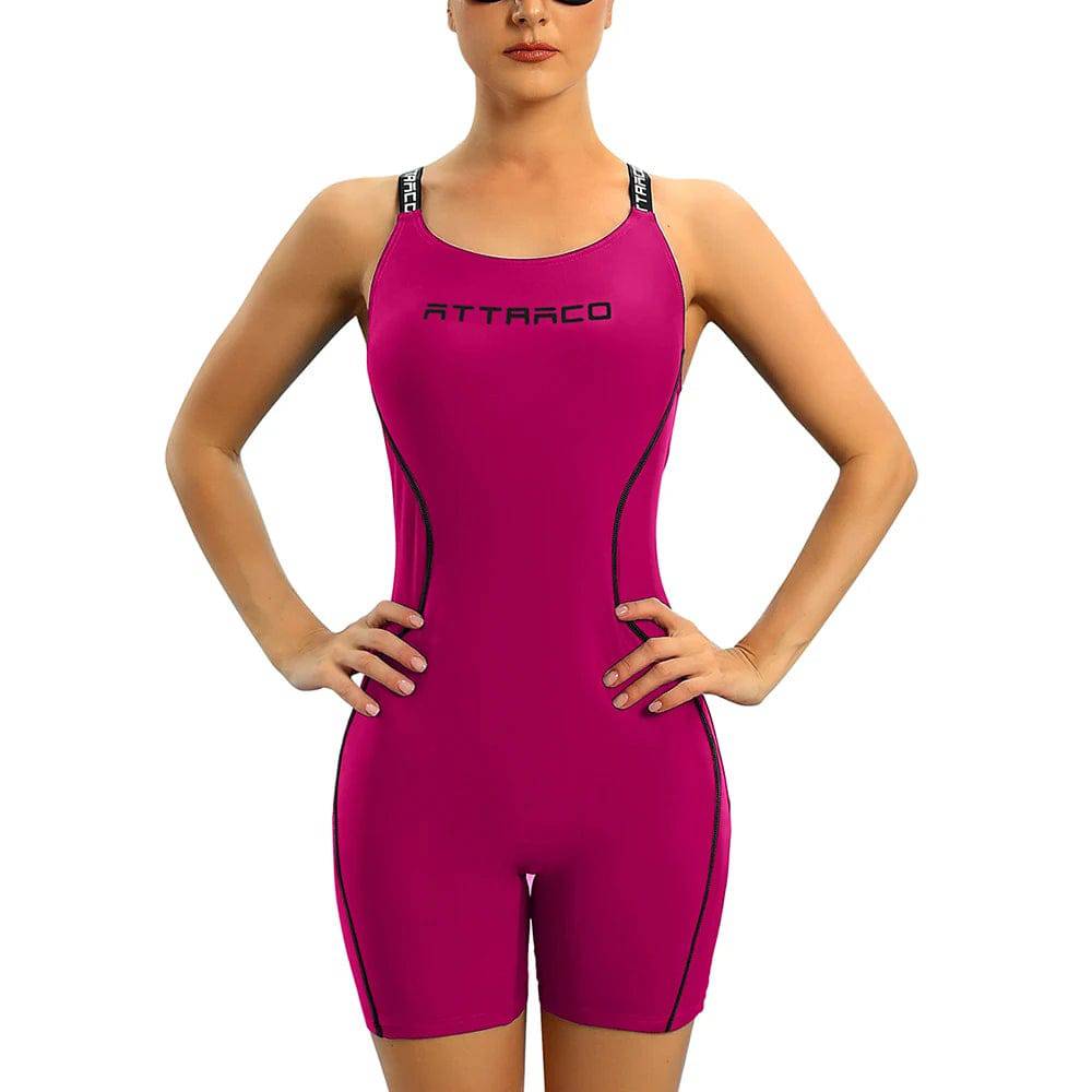 
                  
                    Attraco Women One-piece Sports Swimsuit Professional Athletic Boy Shorts Bathing Suit U-Neck Swimming Wear
                  
                