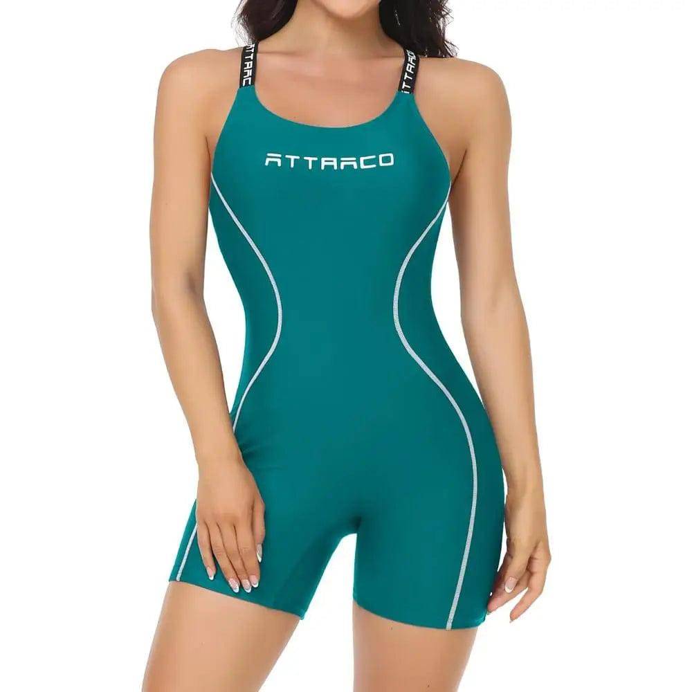 
                  
                    Attraco Women One-piece Sports Swimsuit Professional Athletic Boy Shorts Bathing Suit U-Neck Swimming Wear
                  
                