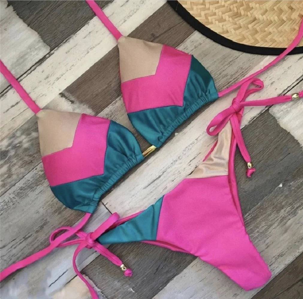 
                  
                    2023 Sexy Bikini Multicolor Swimsuit Women Swimwear Push Up Ribbed Bikini Set Brazilian Bathing Suit Beach Wear Bather Biquini
                  
                