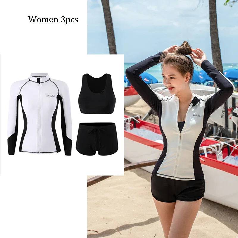 
                  
                    Long Sleeve Rash Guards Swimwear Women 2024 Patchwork Couple Two-Piece Swimsuit Men Surfing Swimming Suit Beach Diving Bath Suit
                  
                