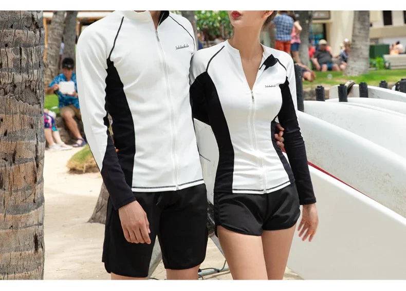 
                  
                    Long Sleeve Rash Guards Swimwear Women 2024 Patchwork Couple Two-Piece Swimsuit Men Surfing Swimming Suit Beach Diving Bath Suit
                  
                