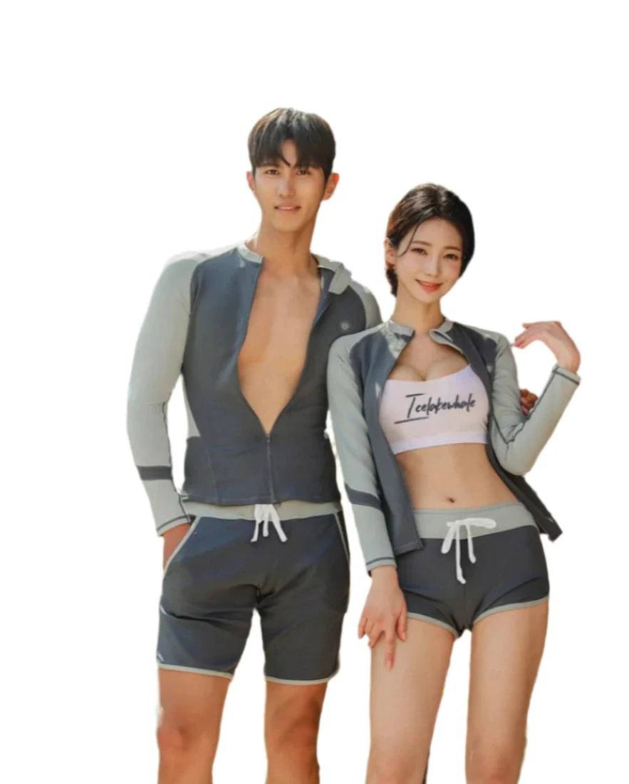 Wisuwore Korean Rash Guard for Couples Swimsuits Women Men Surfing Suit Tankini Rashguard Sports Swimsuit Beachwear 2023