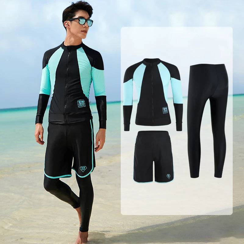 
                  
                    Long Sleeve Rash Guard Women Patchwork 5 Pieces Swimsuit Zipper Swimwear Bathing Suits Surfing Pad Long Pant Couples Men 3 Piece
                  
                