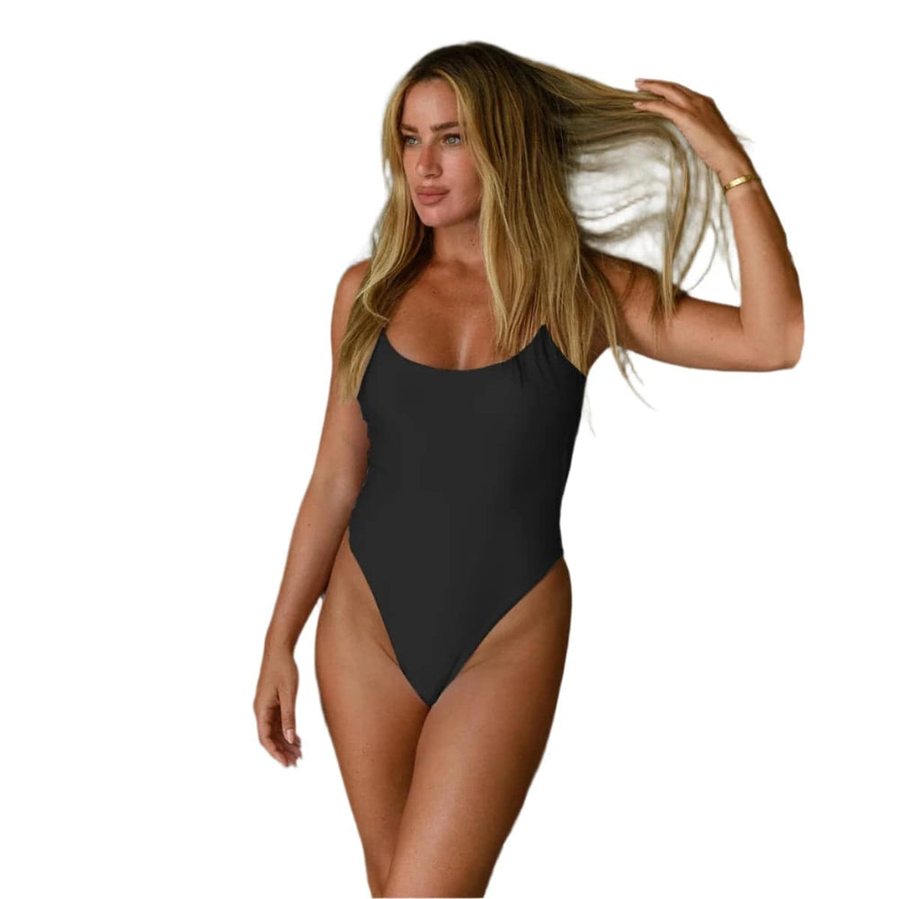 Solid Women One Piece Swimsuit Female Swimwear 2024 Brazilian Monokini Swimming Suit Beachwear High Cut Black Bathing Suit