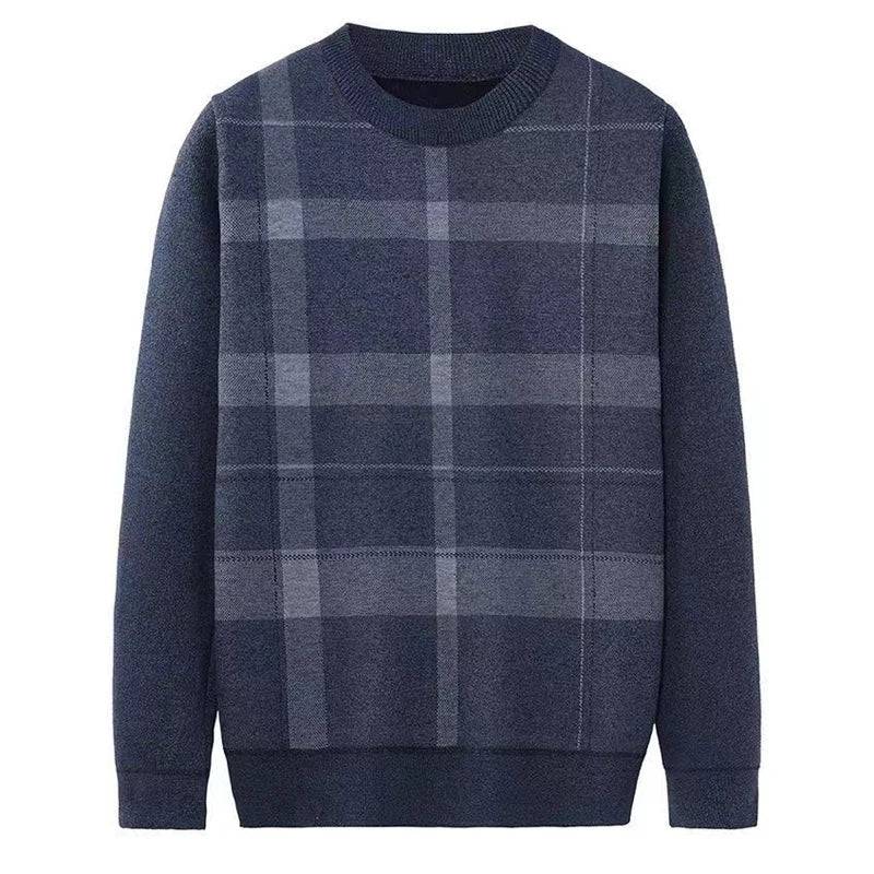 MOUNT Autumn Winter Men's Sweater Casual Men Warm Cashmere Turtleneck Pullover Tops Classic Men Plaid Knitwear Sweaters Clothing - MOUNT