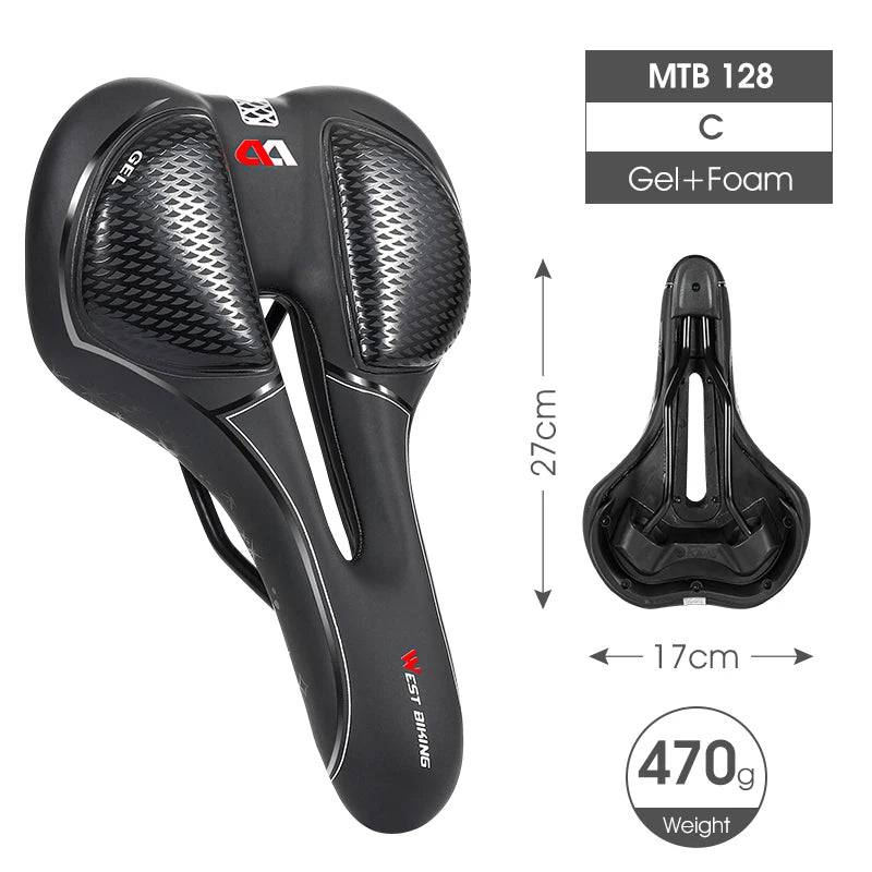 
                  
                    WEST BIKING Comfortable Gel Bicycle Saddle Ergonomic MTB Mountain Road Bike Seat Non-Slip Shock Absorbing Soft Cycling Cushion
                  
                