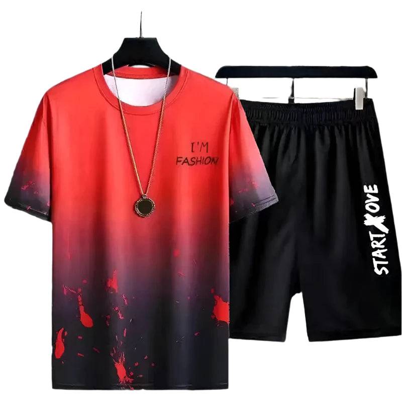 
                  
                    Summer New Men's Two Piece Set Gradient Casual T-Shirt and Shorts Sets Men Sports Suit Fashion Short Sleeve Tracksuit Pullover
                  
                