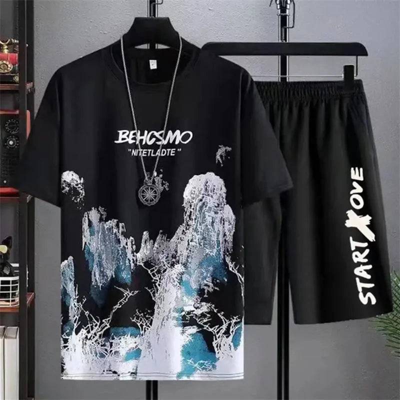 
                  
                    Summer New Men's Two Piece Set Gradient Casual T-Shirt and Shorts Sets Men Sports Suit Fashion Short Sleeve Tracksuit Pullover
                  
                