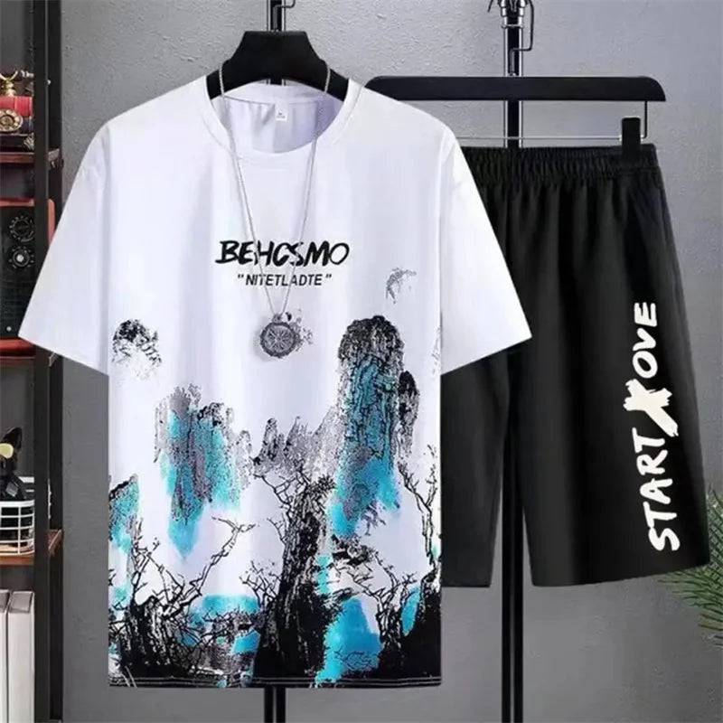 
                  
                    Summer New Men's Two Piece Set Gradient Casual T-Shirt and Shorts Sets Men Sports Suit Fashion Short Sleeve Tracksuit Pullover
                  
                