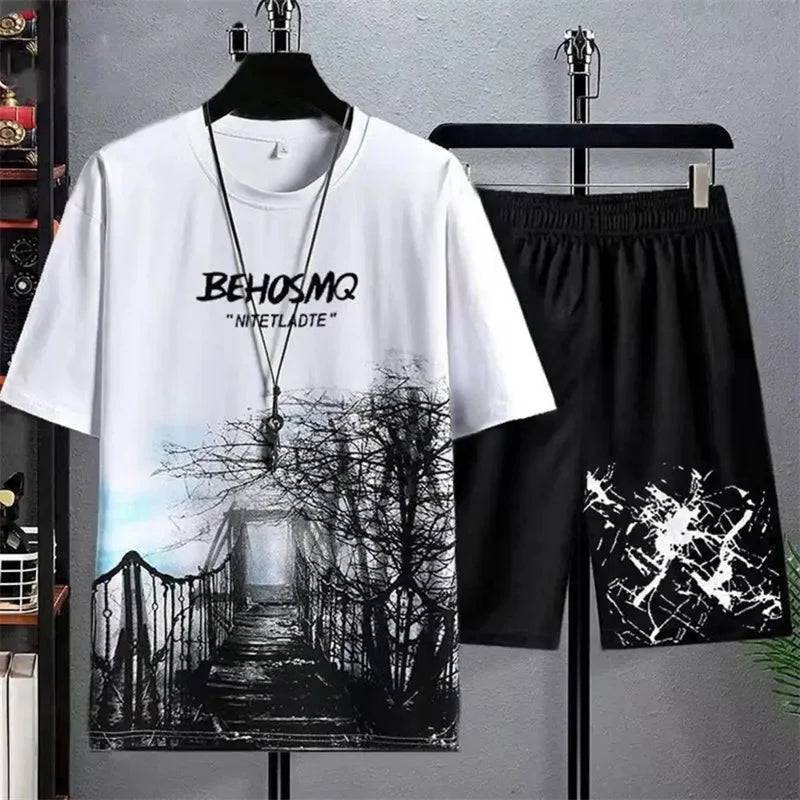 
                  
                    Summer New Men's Two Piece Set Gradient Casual T-Shirt and Shorts Sets Men Sports Suit Fashion Short Sleeve Tracksuit Pullover
                  
                